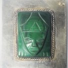 Vintage Sterling Silver & Jade Warrior God Old Mexico Pin Brooch Lot