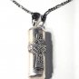 Vintage Sterling Silver Celtic cross Prayer Box Capsule Pendant Necklace Lot 20"