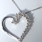 Vtg Sterling Silver Michael Anthony Diamond Heart Pendant Necklace Lot 16"