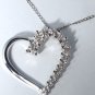 Vtg Sterling Silver Michael Anthony Diamond Heart Pendant Necklace Lot 16"