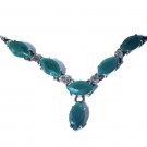 Vintage Sterling Silver Bali Chrysoprase Statement Y-Drop Necklace Lot 17"