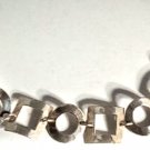 Vtg Sterling Silver MODERNIST Circles Squares Toggle Chain Necklace Lot 17.5"