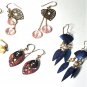 Vintage Gold Plated Dangle Drop Earrings Lot of 5 Pairs
