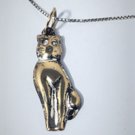 Vintage Sterling Silver Gold Over Cat Penfant Necklace Lot 20"