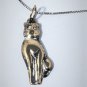 Vintage Sterling Silver Gold Over Cat Penfant Necklace Lot 20"