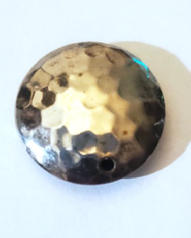 Vintage Sterling Silver Hammered Look Domed Disc Focal Bead Lot 25 mm