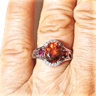 Vintage Sterling Silver Citrine & Pink Tourmaline w Diamonds Ring Lot Size 9.5