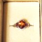 Vintage Sterling Silver Citrine & Pink Tourmaline w Diamonds Ring Lot Size 9.5
