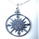 Vintage Sterling Silver Cutout Classical Compass Pendant Necklace Lot 18"