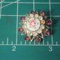 Vintage Gold Plated Guilloche Rose & RS Pin Brooch Lot