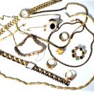 Vintage Gold Plated Rings Bracelets Watches Pins Chains Mixed Lot 14 Pcs