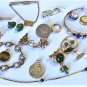 Vtg Gold Plated/Filled Mostly Wearble Jewelry Lot w Jade Lapis Pearls 109.5 Gr