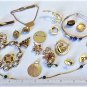 Vtg Gold Plated/Filled Mostly Wearble Jewelry Lot w Jade Lapis Pearls 109.5 Gr