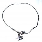 Vintage Sterling Silver Ball Chain Puffy Star Dangle Anklet Bracelet Lot 13"