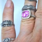 Vintage Sterling Silver Mixed Pattern Rings Lot Collection 5 Pcs