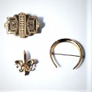 Antique Victorian Gold Filled Pin Brooches Lot of 3
