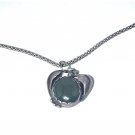 Vtg Sterling Silver SOUTHWEST Navajo Green Turquoise Pendant Necklace Lot 18"
