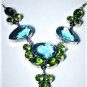 Vtg Sterling Silver Turquoise & Green Handmade Statement Bib Necklace Lot 18.5"