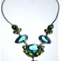 Vtg Sterling Silver Turquoise & Green Handmade Statement Bib Necklace Lot 18.5"