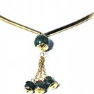 Vtg Gold Plated Jade Tassel Drop Slide Tube Choker Chain Necklace Lot 15.5"