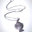 Vintage Sterling Silver MEXICO Big Fish Pendant Necklace Lot 24"