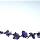 Vtg Sterling Silver Amethyst Handmade Wire Link Choker Chain Necklace Lot 15.25"