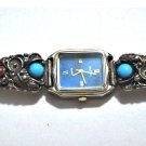 Vintage Sterling Silver Turquoise & Coral Tips & NATIVE Watch New Battery