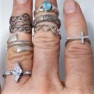 Vintage Sterling Silver Mixed Pattern Rings Lot Collection 7 Pcs