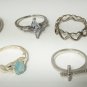 Vintage Sterling Silver Mixed Pattern Rings Lot Collection 7 Pcs