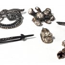 Vintage Sterling Silver Marcasite Pin Brooches & Pendants Lot of 6