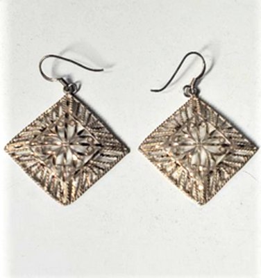Vintage Sterling Silver Diamond Cut Filigree Dangle Drop Earrings Lot