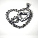 Vintage Sterling Silver Marcasite & CZ Hearts within Heart Necklace Pendant Lot