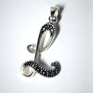 Vtg Sterling Silver M Anthony Marcasite Large Script "L"  Necklace Pendant Lot