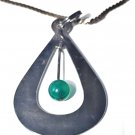 Vintage Sterling SilverMODERNIST Chrysoprase Pendulum Pendant Necklace Lot 20"