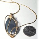Vintage MODERNIST Gold Filled Wire Wrap Hematite Pendant Necklace Lot 27"