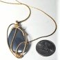 Vintage MODERNIST Gold Filled Wire Wrap Hematite Pendant Necklace Lot 27"