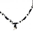Vtg Sterling Silver Chinese Drop Pearl & Onyx Beaded Dbl Str Necklace Lot 24"