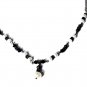 Vtg Sterling Silver Chinese Drop Pearl & Onyx Beaded Dbl Str Necklace Lot 24"