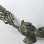 Antique Large Finial Mask-Lidded Roman Bronze Oil Lamp