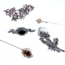 Sterling Silver Victorian Edwardian & Revival Marcasite Stickpin Brooches Lot