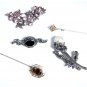 Sterling Silver Victorian Edwardian & Revival Marcasite Stickpin Brooches Lot