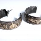 Vtg Sterling Silver 12K GF Hogan Story SOUTHWEST Navajo Hoop Earrings Lot TSK