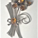 Vintage Huge Sterling Silver Art Deco Citrine RS Flower Pin Brooch Lot