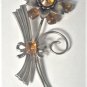 Vintage Huge Sterling Silver Art Deco Citrine RS Flower Pin Brooch Lot