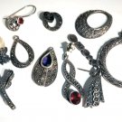 Vtg Sterling Silver Marcasite Necklace Pendants Wear Repair Harvest Lot 10 Pcs