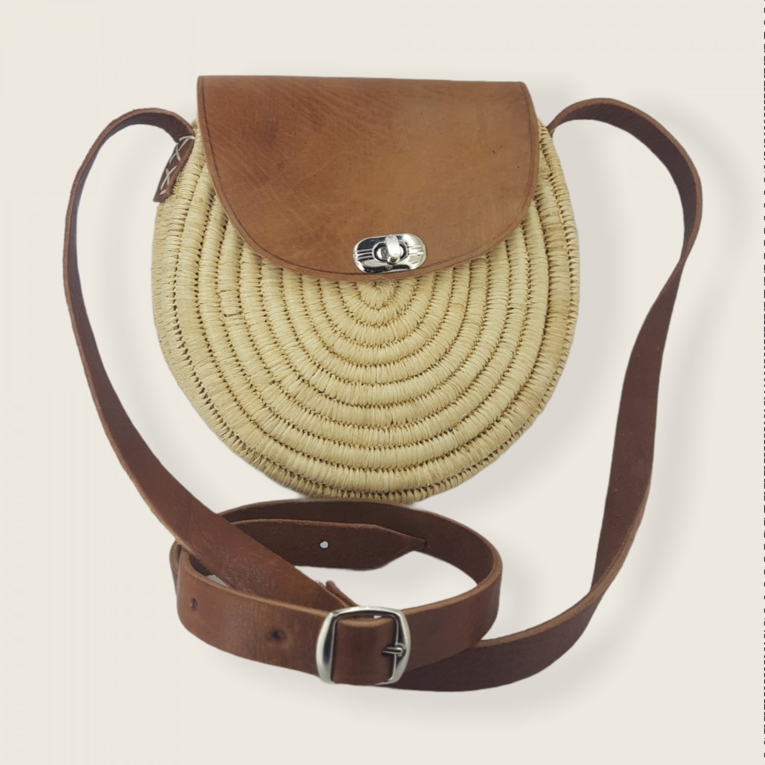 Modern raffia bag for women handmade from natural materials