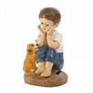 Solar statue: A boy and his puppy