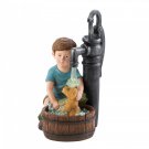 Solar light Garden Statue: A boy washing his cute puppy!