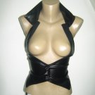 Black leather vest made of black leather with elastic