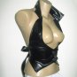 Black leather vest made of black leather with elastic